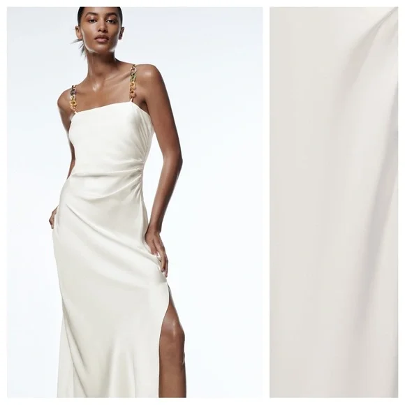 NWT. Zara Chain Strap Satin Effect Midi Dress. Size XL. - Picture 2 of 10